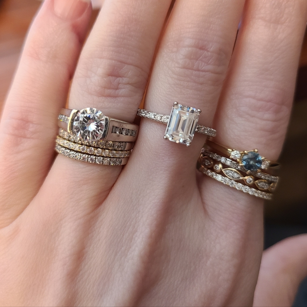 Moisannite 3 Ring Women's Bundle Set, New, Certif… - image 3